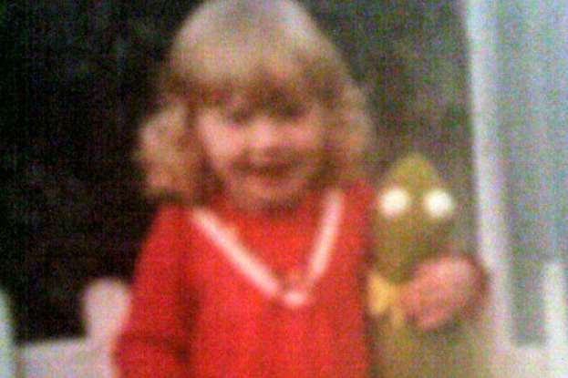 Natasha Sadler with her beloved Kermit the Frog toy she has owned since she was two-years-old.