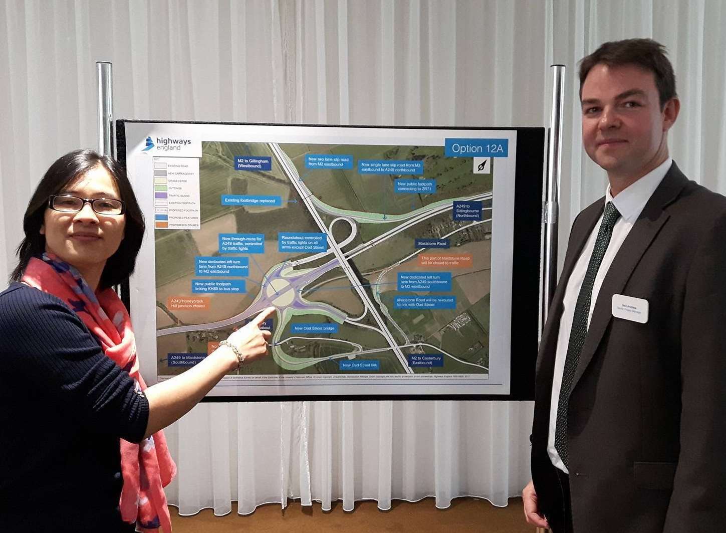 Vicky Ye, Highways England's project manager, with Neil Andrew, senior project manager unveil their £100 million plan