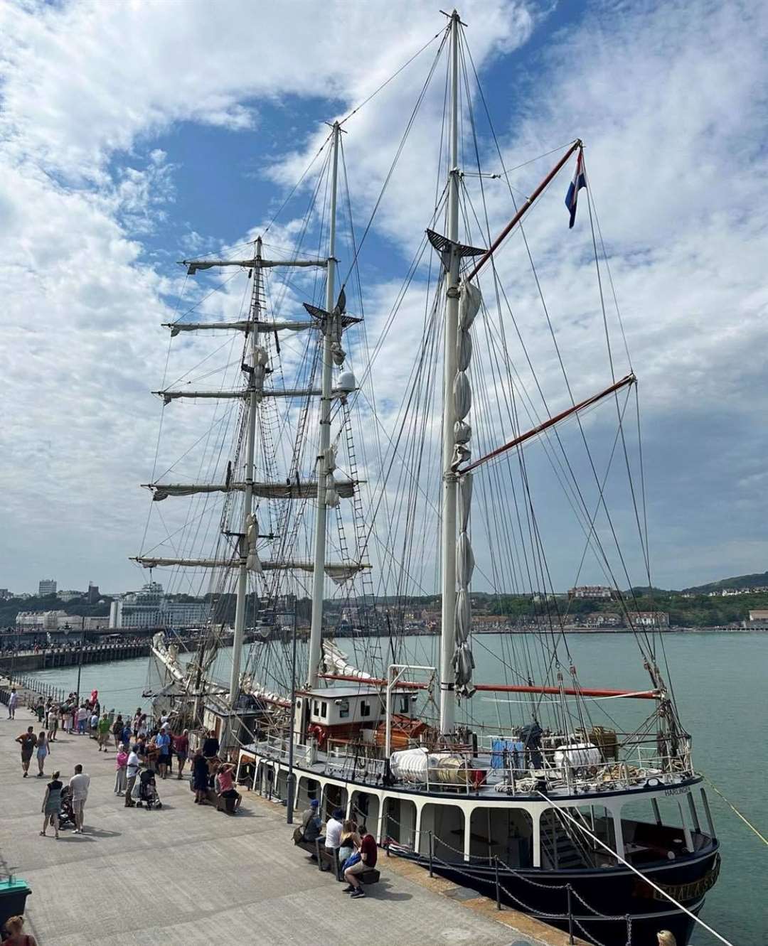 The ship will remain docked until 2.30pm tomorrow when the crew will begin their five-day voyage to Boulogne. Picture: Folkestone Harbour ArmPicture: Folkestone Harbour Arm