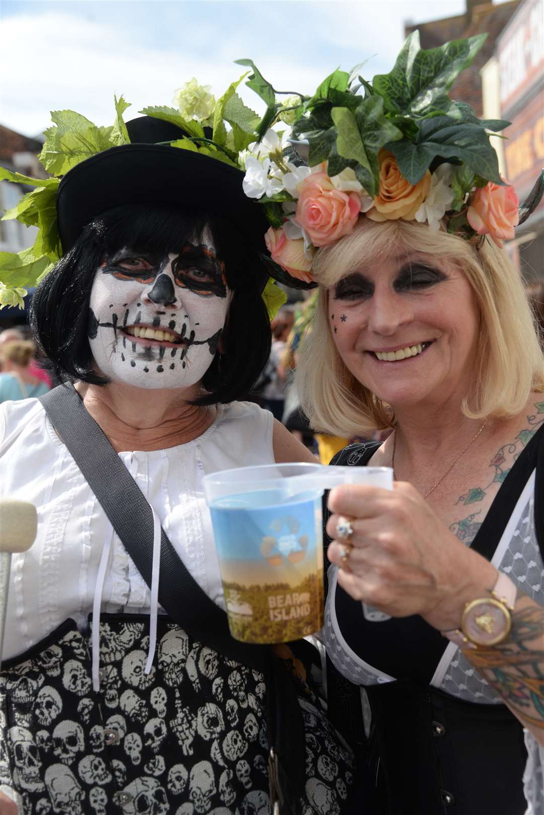 Jo Carder and Christine Stephens of Drum Skullz at the Faversham Hop Festival in 2019. Picture: Chris Davey