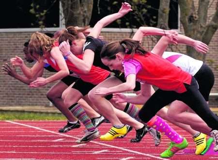 Action from an open athletics meeting at Medway Park