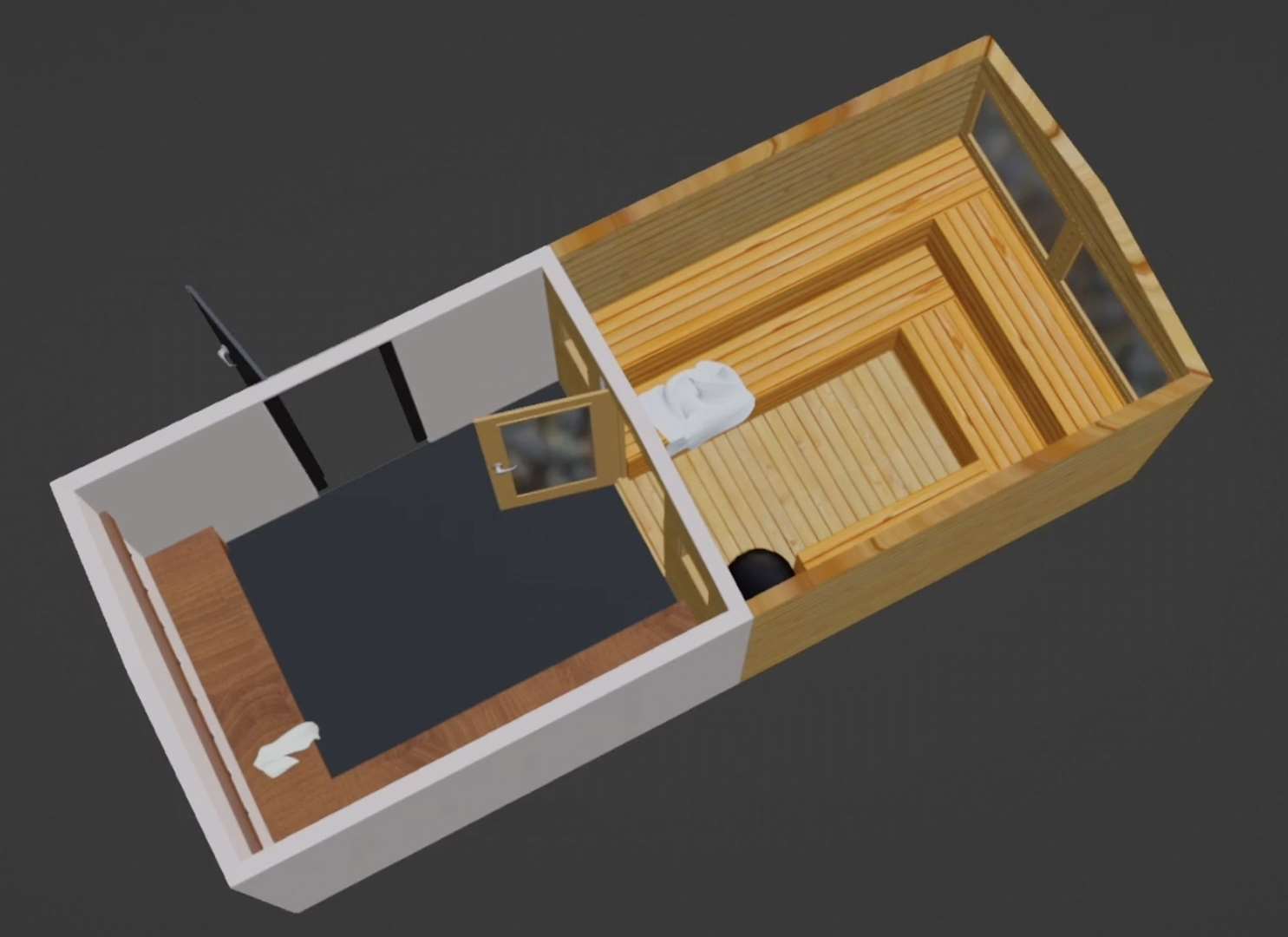 How the sauna would be laid out inside. Picture: Peter Blach