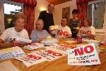 Members of Bearsted and Thurnham Society prepare their protest leaflets