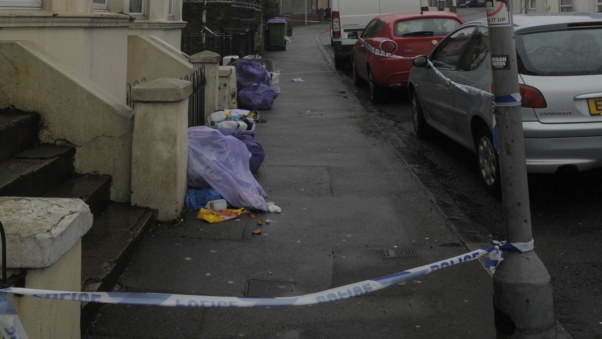 The scene of the fatal stabbing in Dover Road, Folkestone