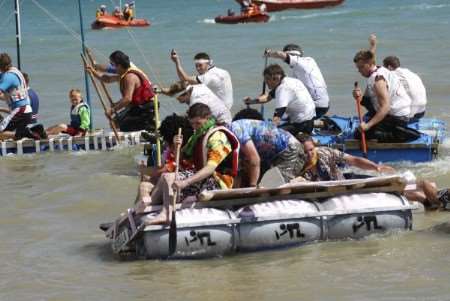 Rafts on the water at last year's regatta at Deal which has passed water standards tests