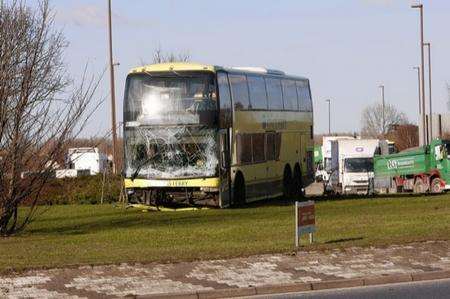 This Kings Ferry coach ended up on the roundabout