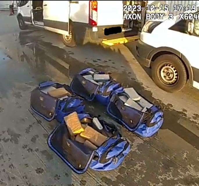 A huge haul of cocaine was found at the bottom of a cargo ship and seized at Sheerness Port. Picture: NCA