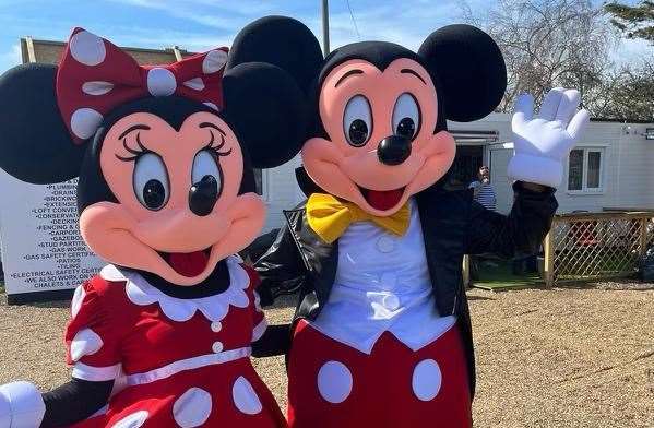 Mickey and Minnie Mouse at the Hartley Halt Garden Centre in Leysdown