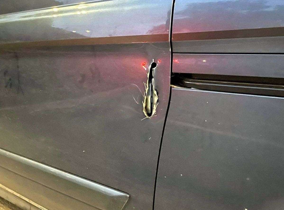 The thieves tried to cut their way into Michael's van