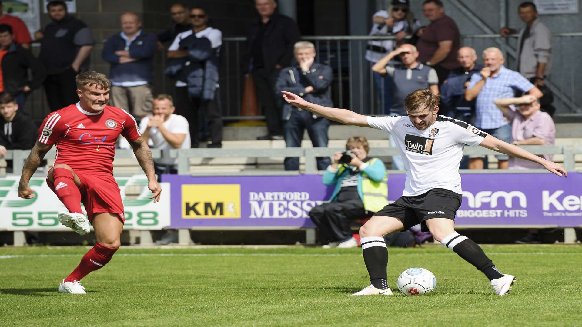 Tom Murphy came off injured after scoring for Dartford at Braintree Picture: Andy Payton