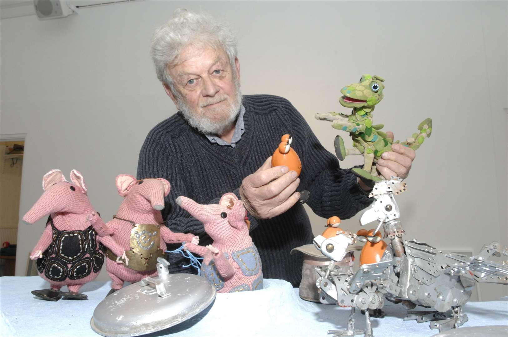 Peter Firmin and the Clanger puppets at the Sidney Cooper Centre, Canterbury