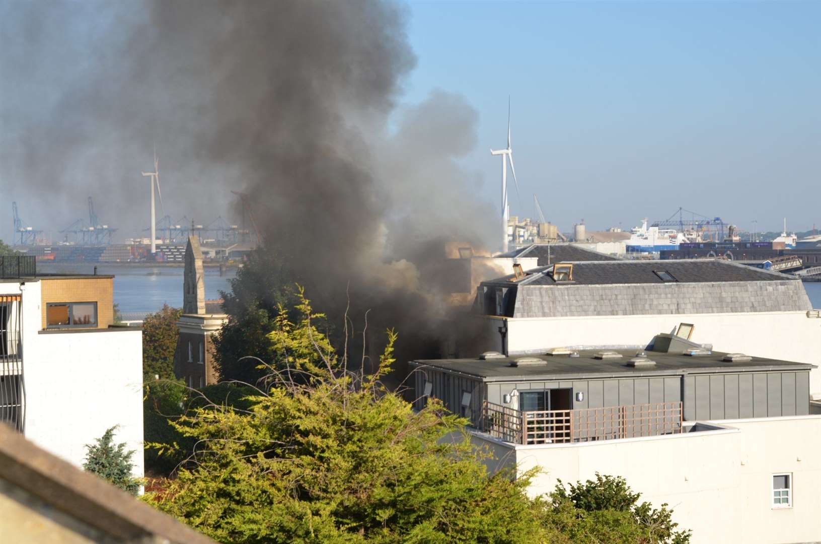 Smoke billowing from the Clarendon Royal Hotel in Gravesend. Picture: Tony Stronge