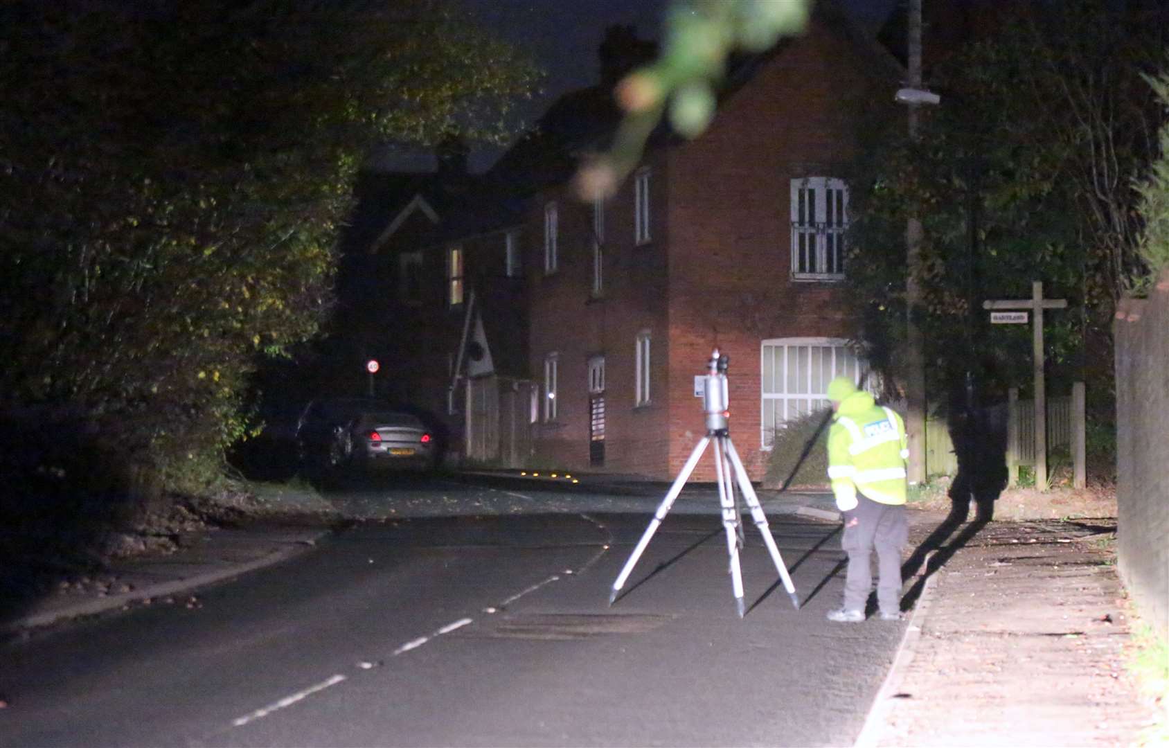 Police at the scene in Cranbrook Road, Hawkhurst. Picture: UKNIP