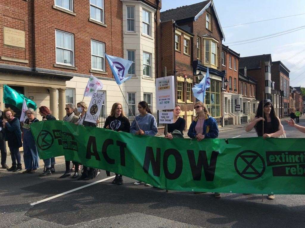 Extinction Rebellion protestors have launched a blockade in Canterbury during rush hour (10748406)