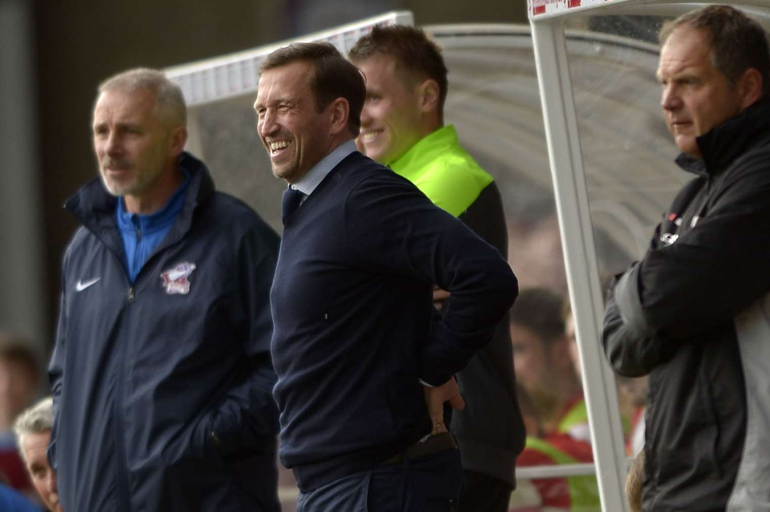 Justin Edinburgh watches on as Gills take on Scunthorpe Picture: Barry Goodwin