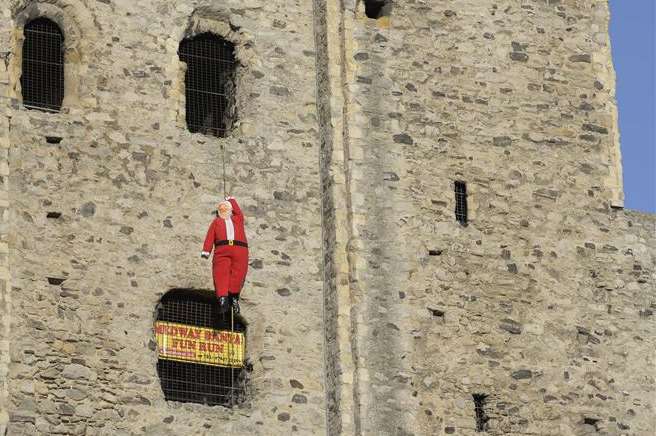 The life-size Santa at Rochester Castle received a visit from police