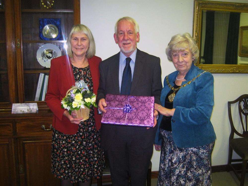 Graham and Jill Tutthill, with Cllr Sue Nicholas last year at Graham's retirement reception.