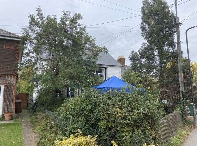 Police remain at a house in Headcorn Road, Staplehurst