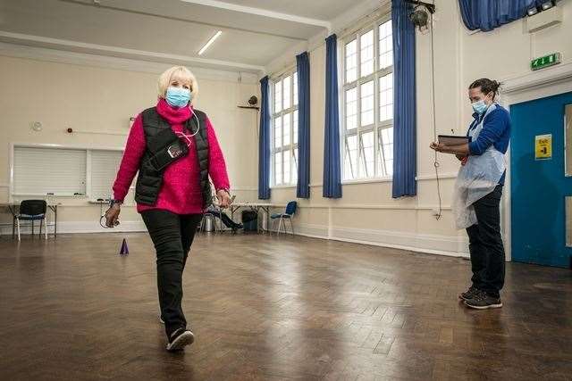 Di Robbins from Greenhithe is put through her paces as part of a new assessment to test her recovery from COPD. Picture: Kent Community Health NHS Trust