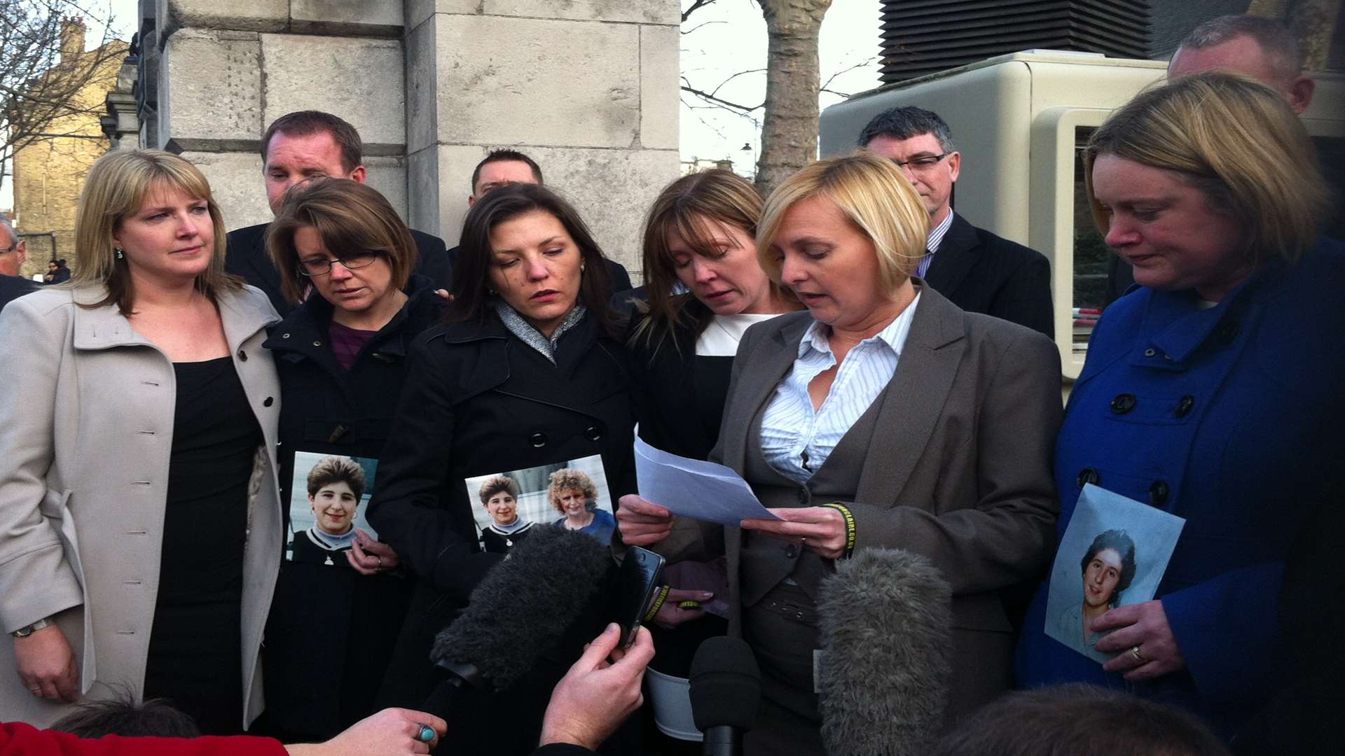 Claire's friends giving a statement outside court following the verdict