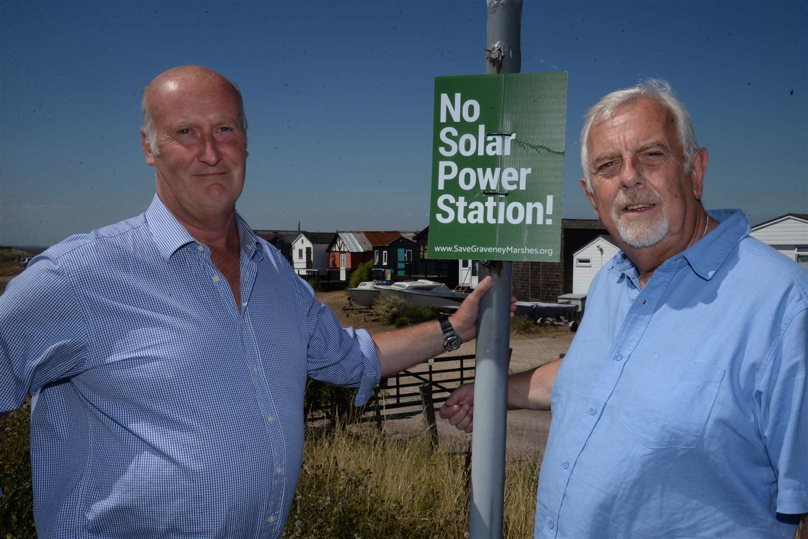 Cllrs Ashley Clark and Colin Spooner who have written a letter to Greg Clark MP in opposition to the Cleve Hill Solar Park between Whitstable and Faversham. Picture: Chris Davey