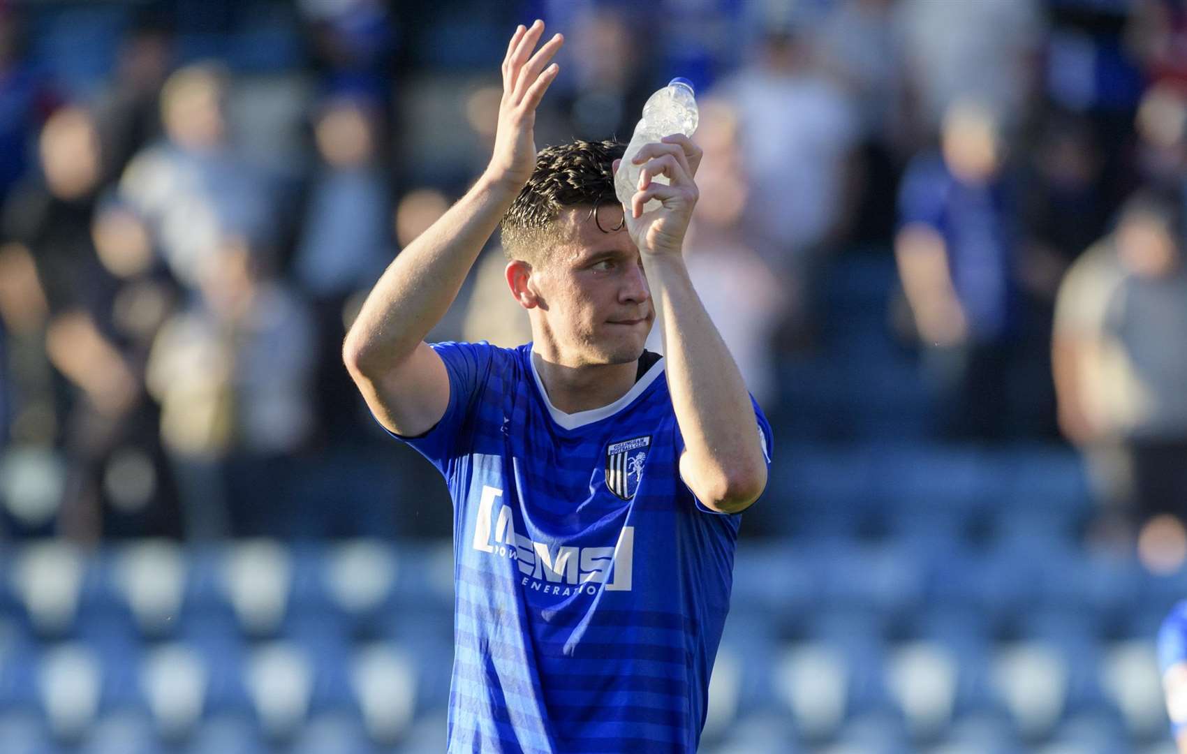 Callum Reilly applauds Gills fans at the end of their final game Picture: Andy Payton
