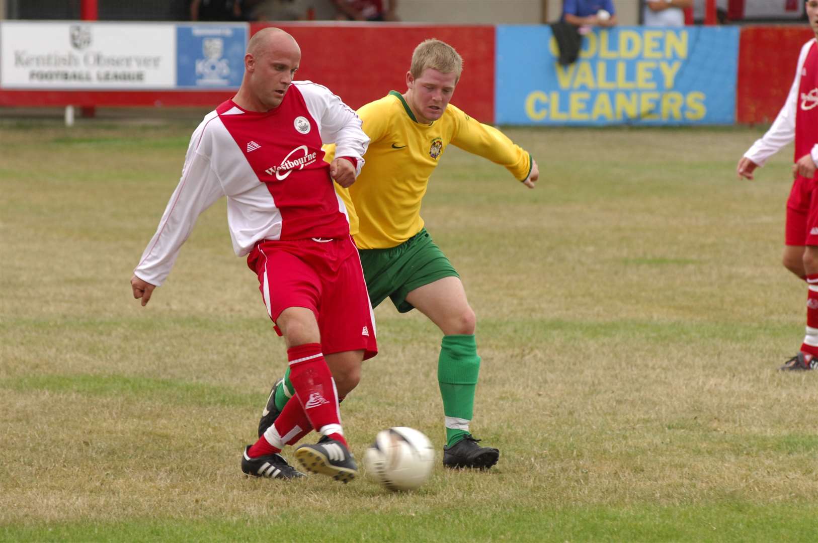 Lee Winfield clears the ball for Hythe Picture: Martin Apps