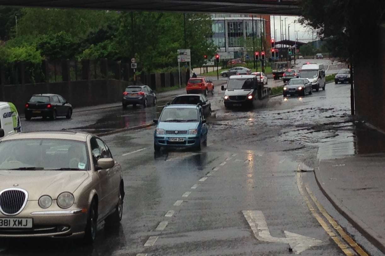 Flooding in Pier Road, Gillingham. Pic: Rachel Dixon