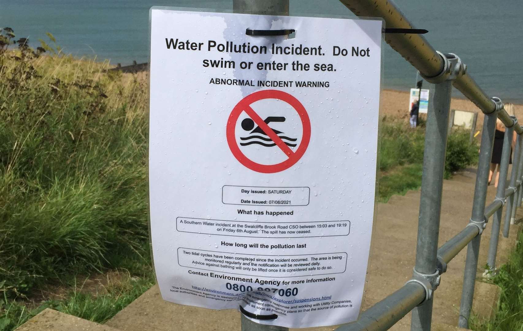Swimmers were told to avoid much of the Kent coast