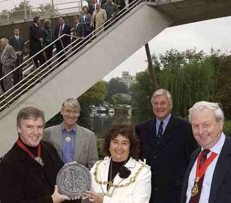 CELEBRATION TIME: Bob Ratchmill, of the RIBA, presents the plaque to the Mayor, Pat Marshall, watched, from left, by Roy Barwick, Edwin Boorman and Christopher Capon. Picture: JOHN WARDLEY