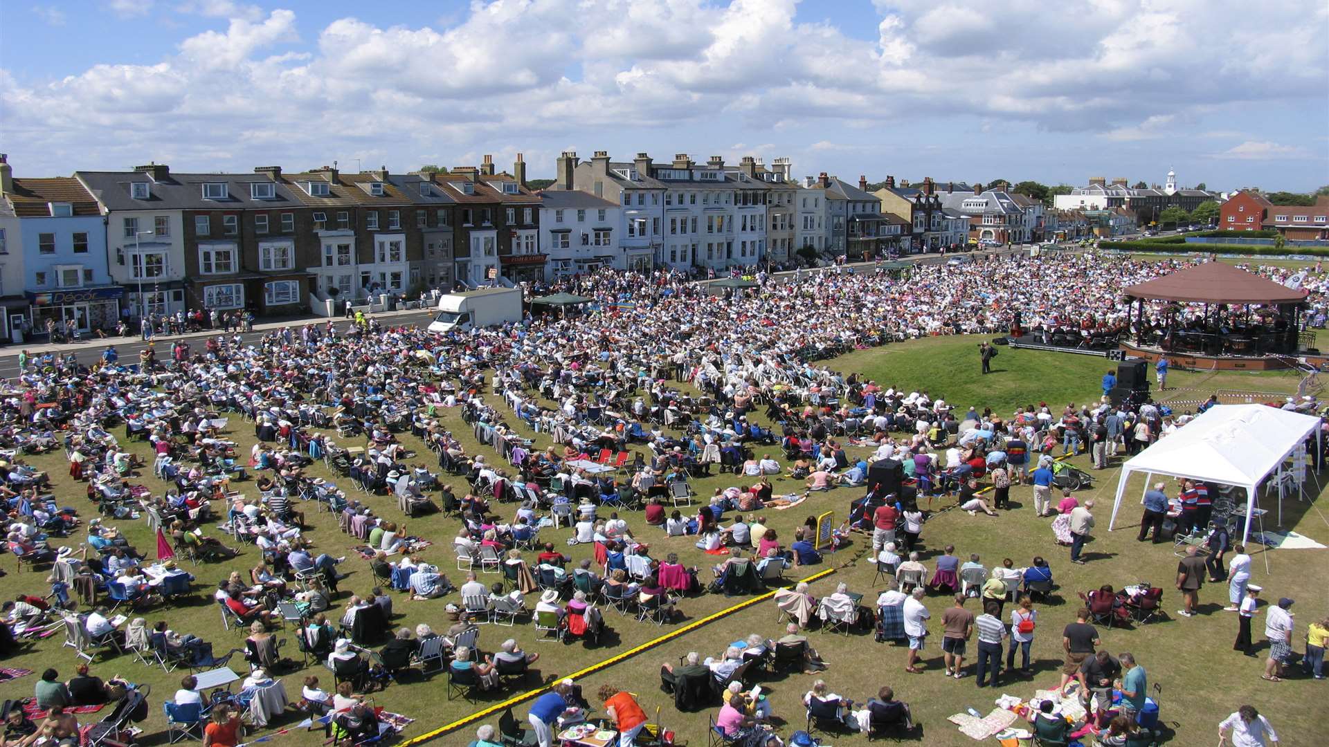 Huge crowd pack Walmer Green every year for the Royal Marines concert