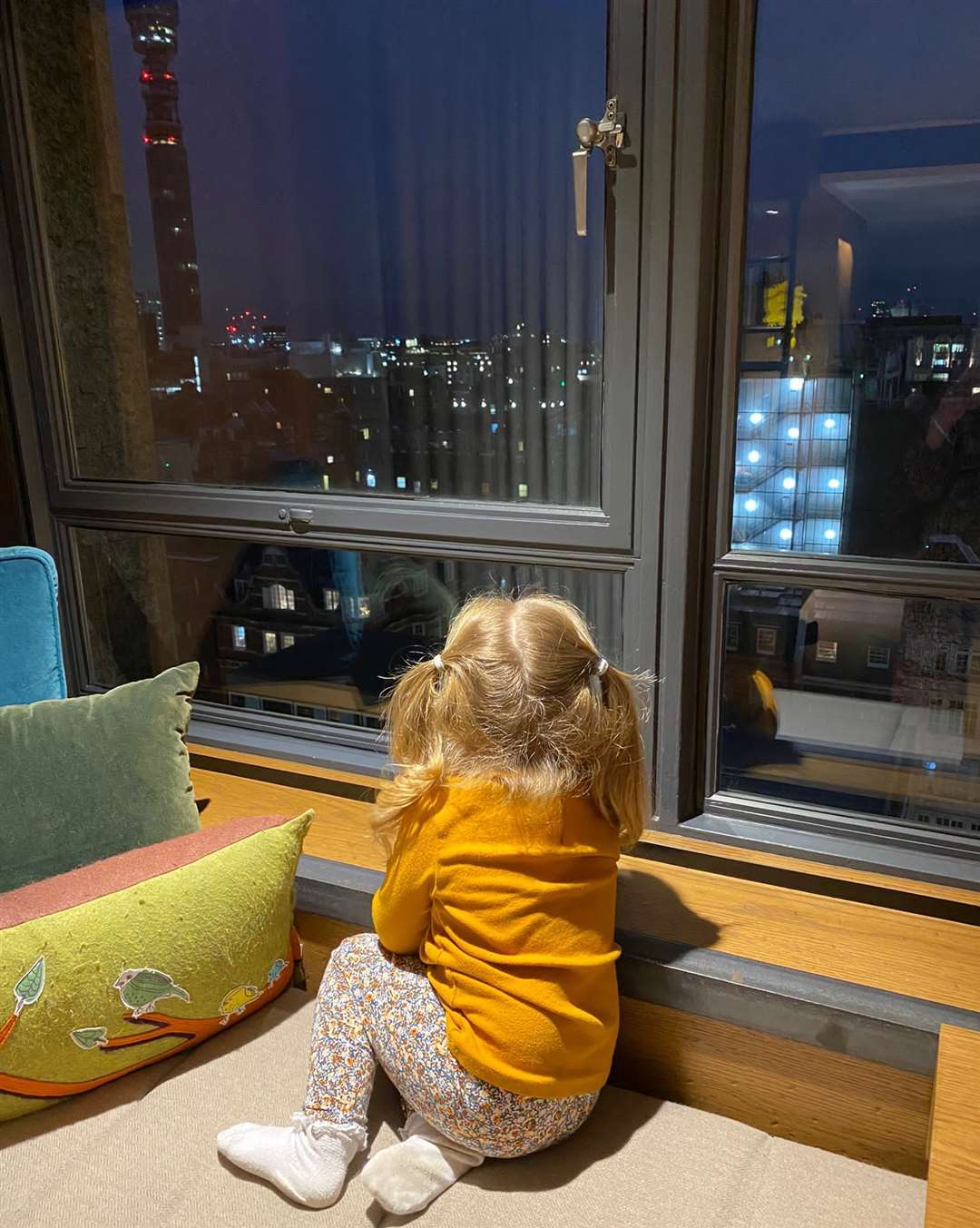 Taking in the view from the cushioned window seats in our room at The Treehouse