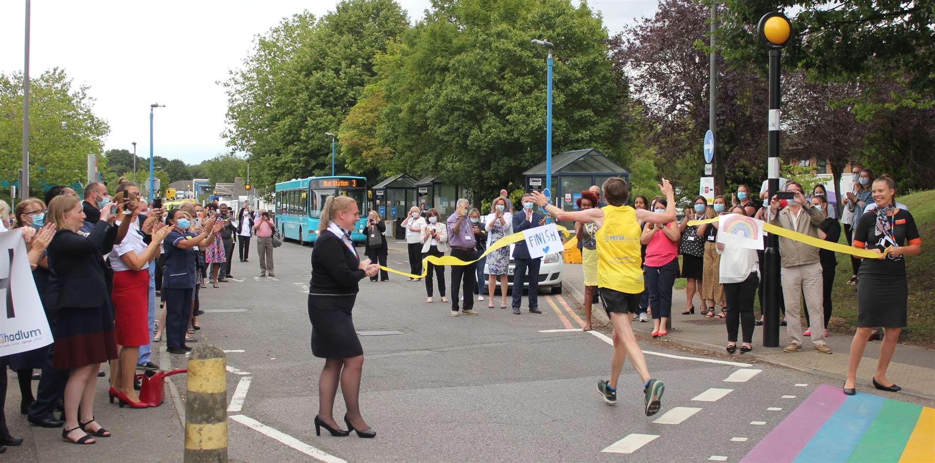 He crossed the finish line at Maidstone Hospital