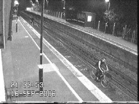CCTV footage of the pedal cyclists on the track