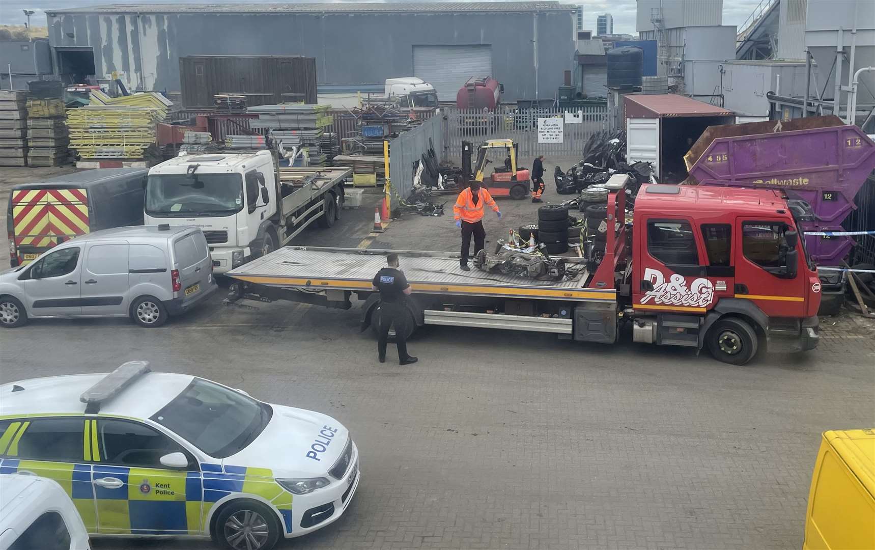 Hundreds of parts from suspected stolen Range Rover's were found in container in Royal Eagle Close, Medway City Estate. Picture: Chris Webb
