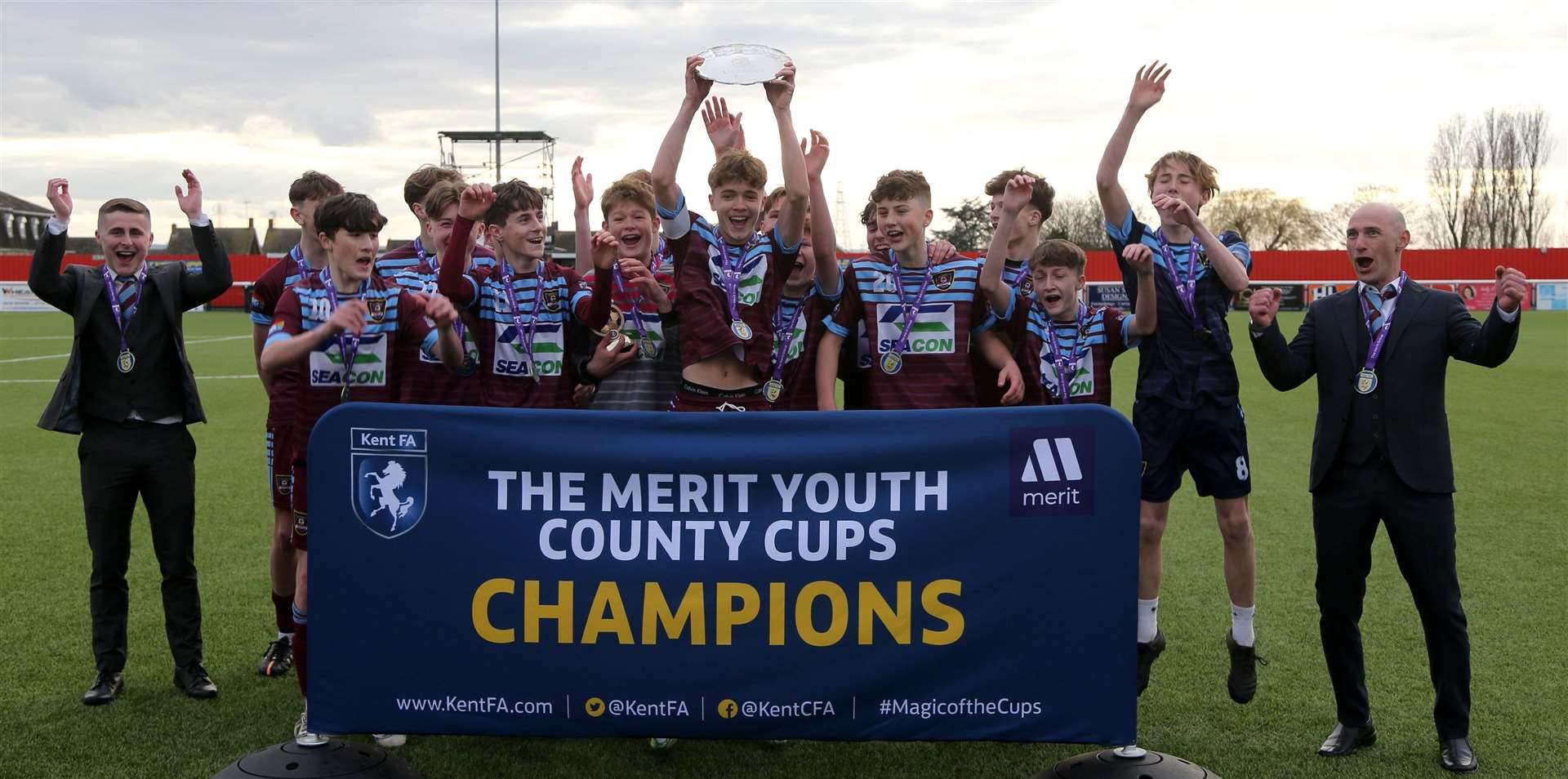 Wigmore Youth celebrate winning the Kent Merit Under-15 Boys Plate Final. Picture: PSP Images