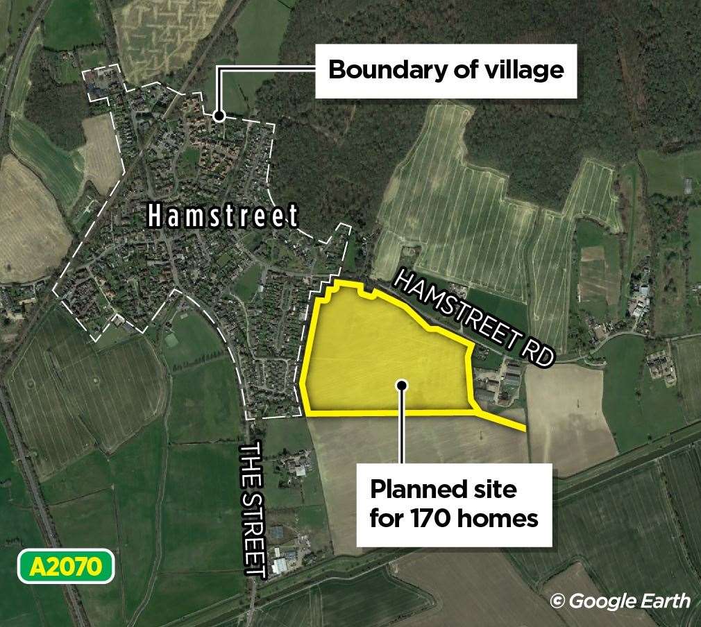 Hallam Land Management's plans for 170 homes in Hamstreet, near Ashford, has caused controversy