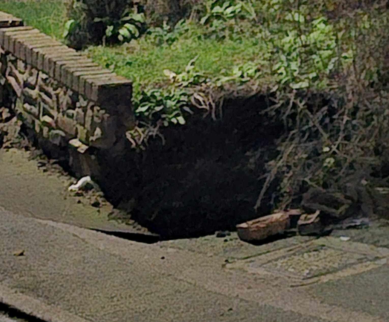 It started as a smaller hole at the side of the road in Church Road, Margate. Photo credit: Darren Gregory