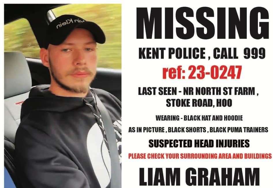 A poster to help find missing Liam Graham includes a photo of him on the night he disappeared
