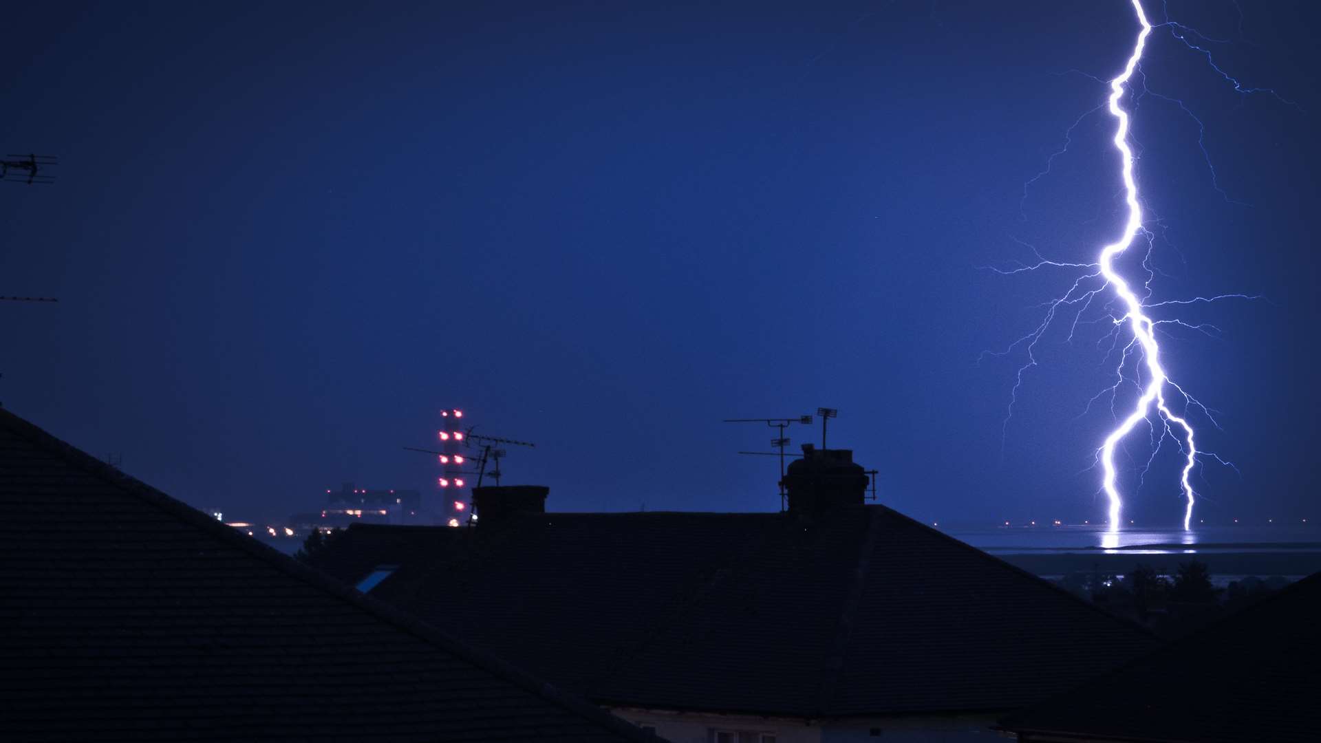 Lightning captured overlooking the River Medway and Kingsnorth power station. Picture: Wesley Wren