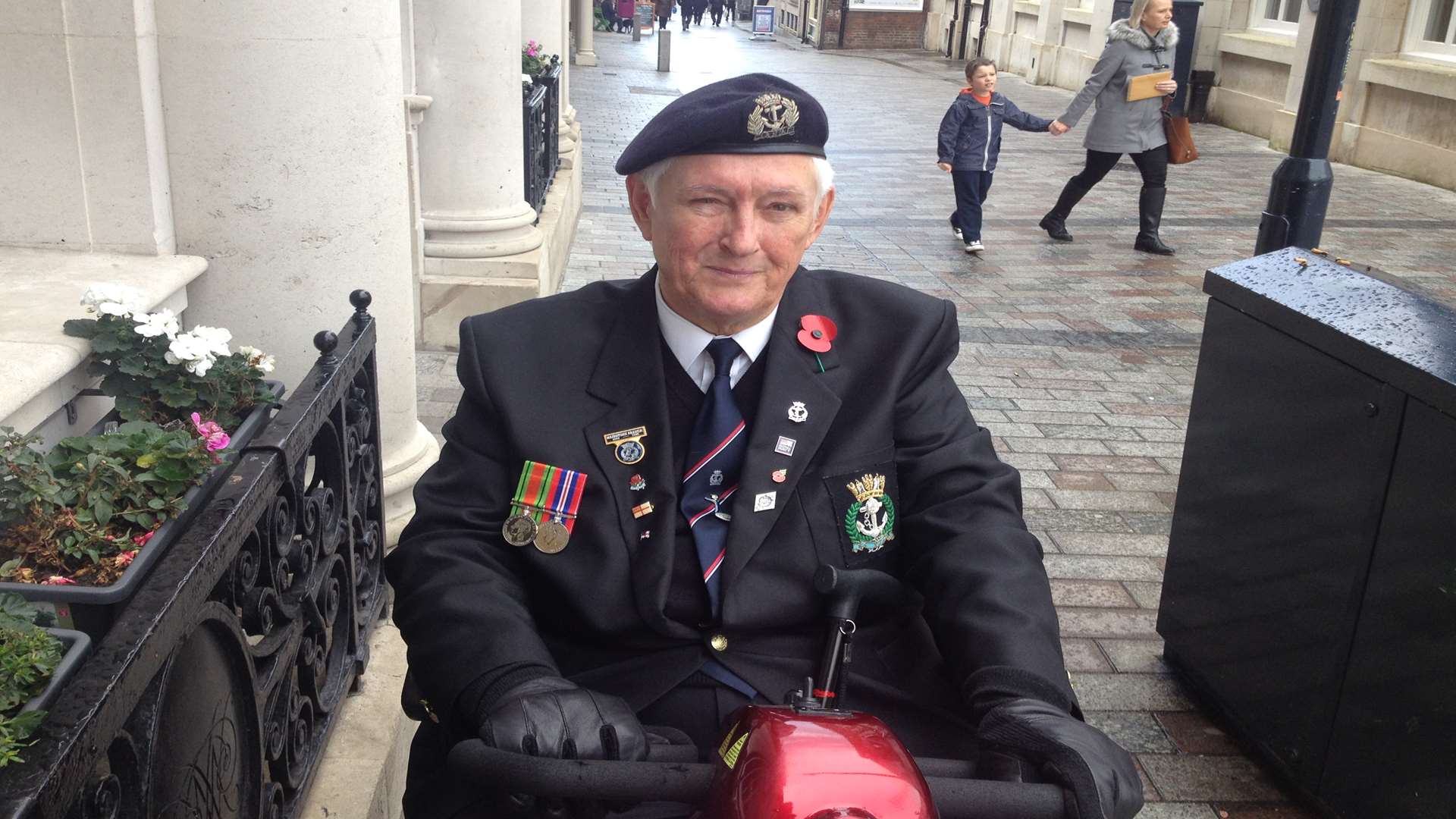 Former navy welfare officer Pete Roberts, 73, who attended the parade this morning