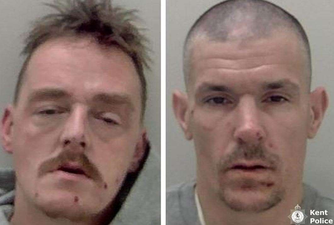 Jamie Hopkins and Adam Roberts have been jailed for ten months for theft and burglary offences. Photo: Kent Police