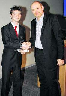 Student Daniel May with Mark Thompson, BBC