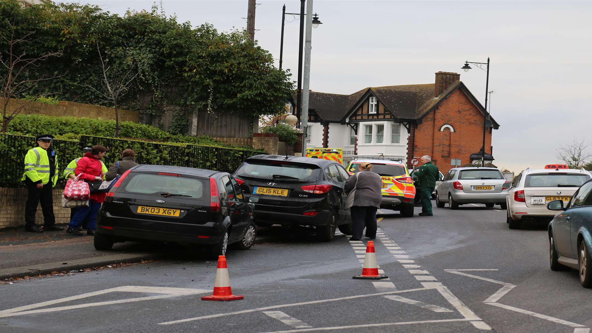 The scene of the crash at Chartwell Court, Chatham, at the junction with New Cut. Pic: Keith Thompson