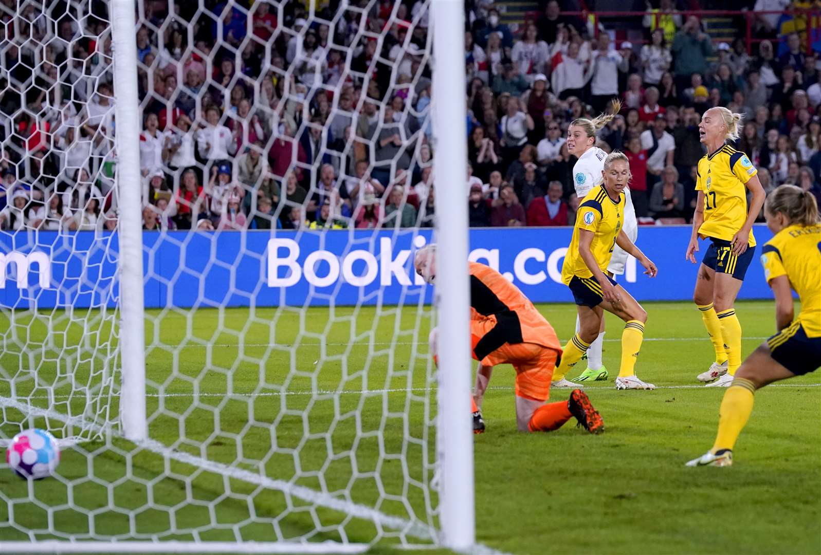 England's Alessia Russo, born in Maidstone, scores the third goal during the UEFA Women's Euro 2022 semi-final match at Bramall Lane, Sheffield, against Sweden on Tuesday. Picture: PA / Danny Lawson