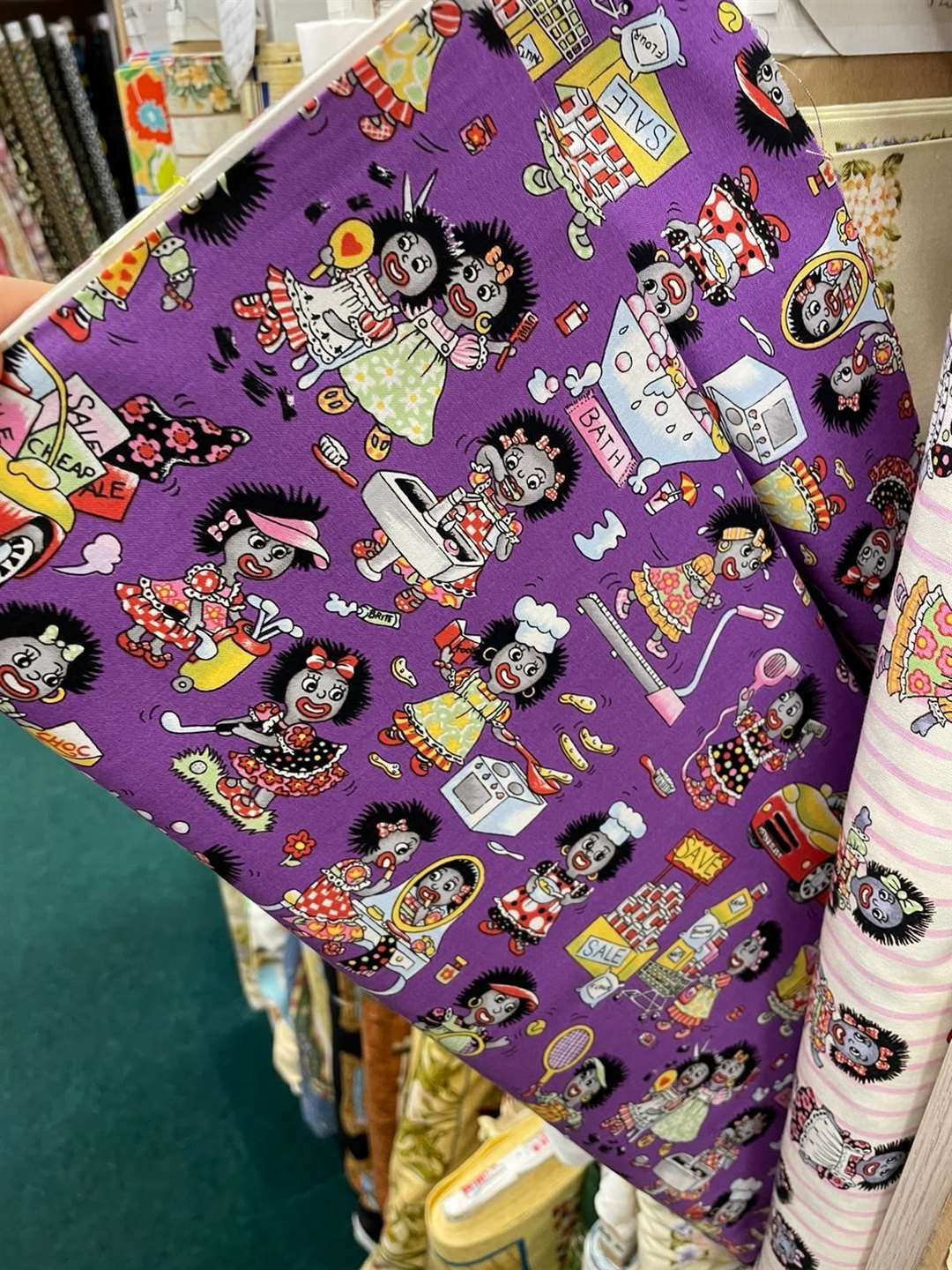 The controversial fabric was found at World of Sewing in Camden Road, Tunbridge Wells