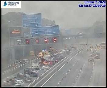 Emergency services are dealing with the incidents on the M20 near Snodland. Picture: Highways England
