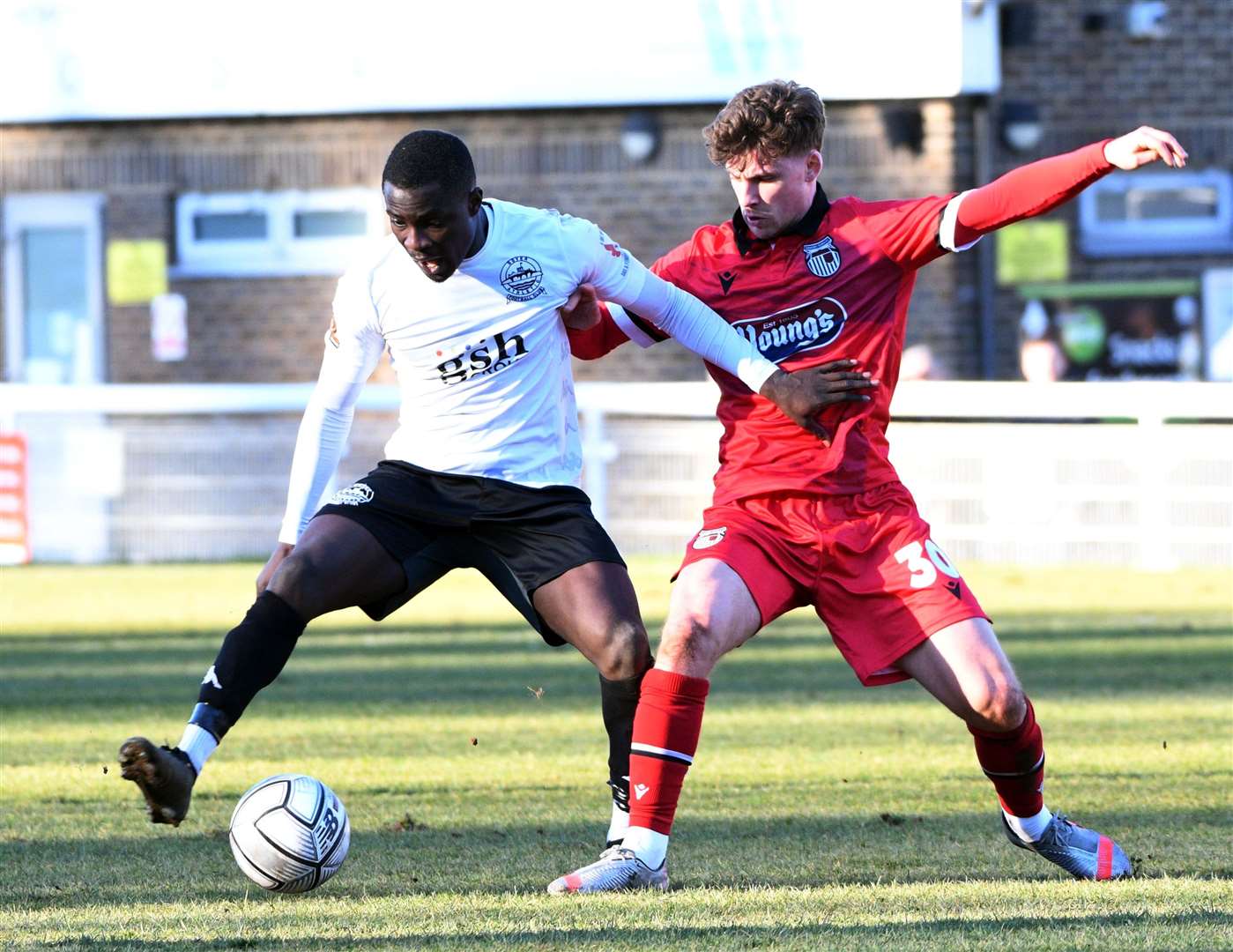 Michael Gyasi in action for Whites. Picture: Barry Goodwin