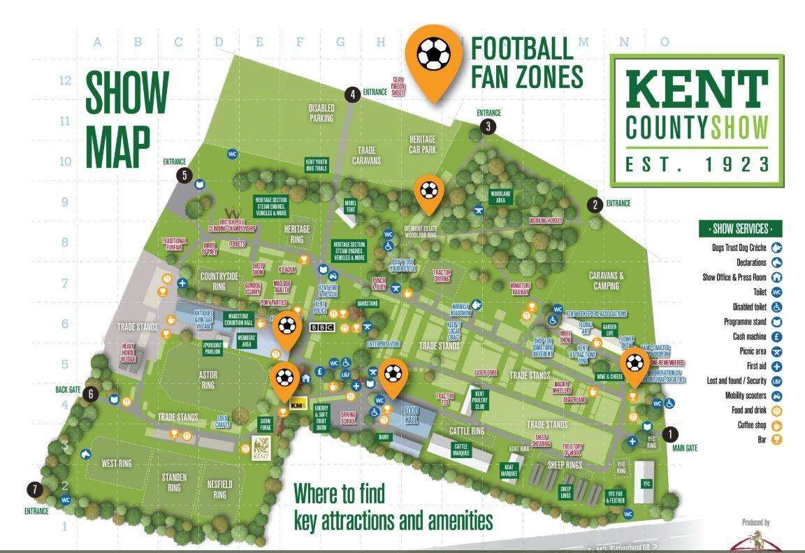 County Show organisers have released a map of where the game can be seen