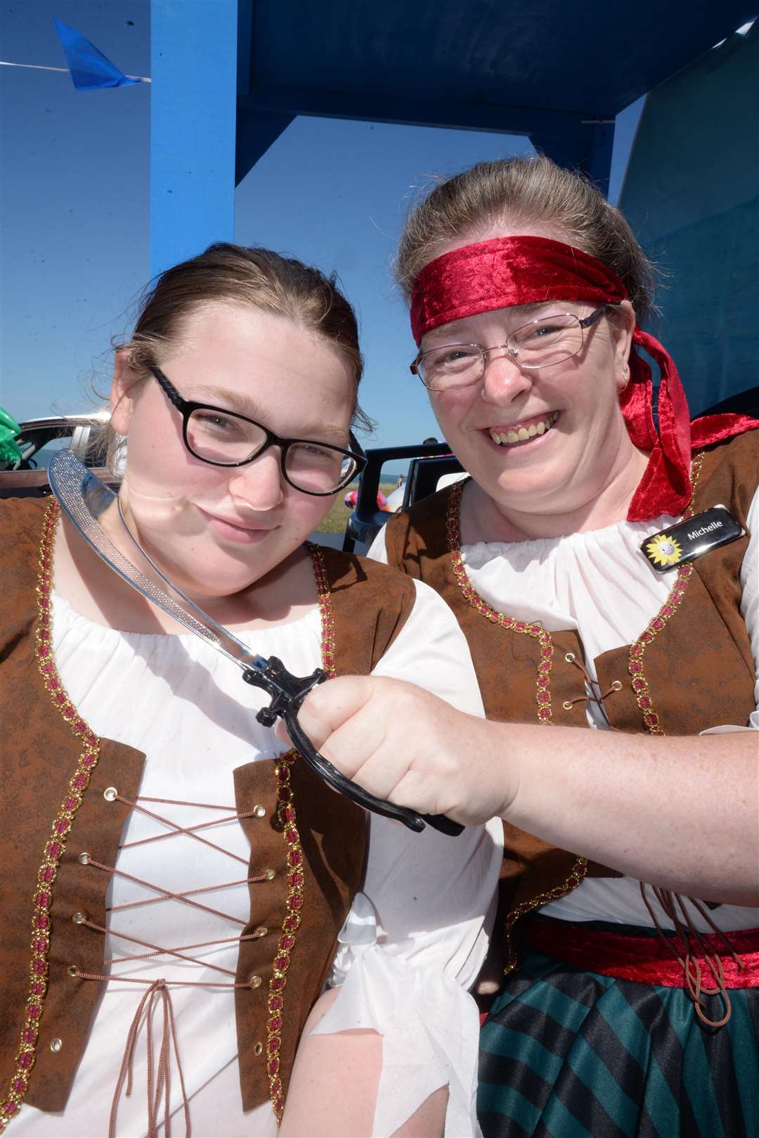 Pirates Susannah and Michelle Lees in the Margate Carnival on Sunday. Picture: Chris Davey. (3437120)